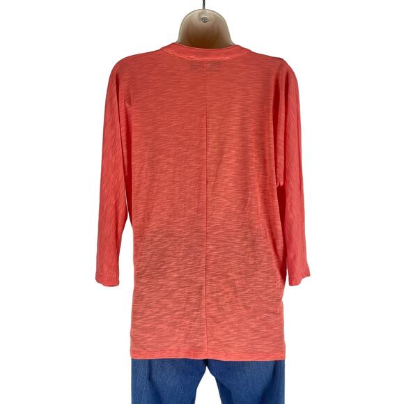 Sunday in Brooklyn 3/4 Sleeve Tie Front Hem Top Hi Lo Coral Orange Size XS - Picture 6 of 8